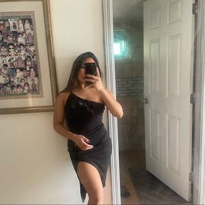 SHEIN one shoulder slit midi dress